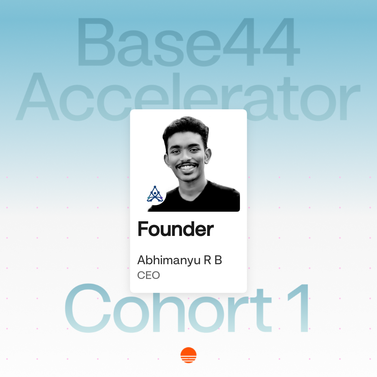 Base44 Accelerator Cohort 1 founder card for Abhimanyu R B, CEO of Anukriti